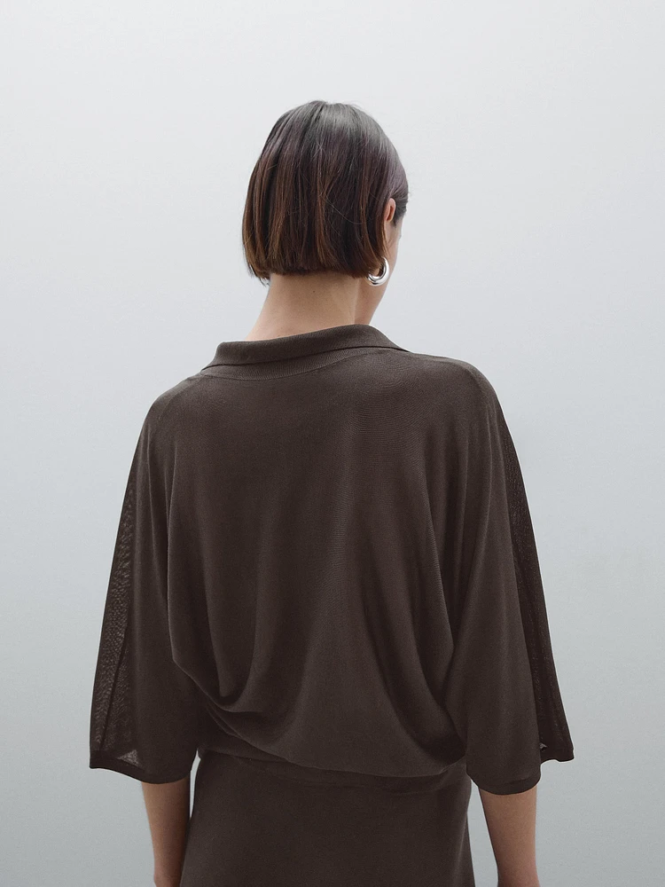 Flowing cape-style polo shirt