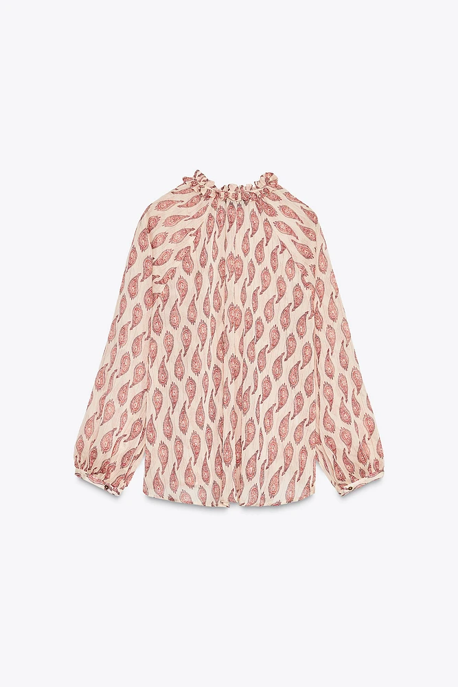 PRINTED SHIRT WITH METALLIC THREAD