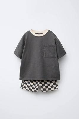 CHECKERBOARD T-SHIRT AND BERMUDA JOGGING SET