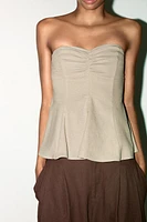 STRAPLESS LINEN TOP