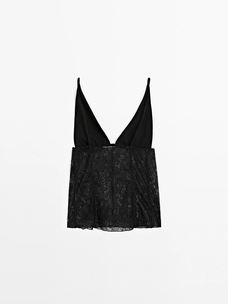 Strappy lace camisole top