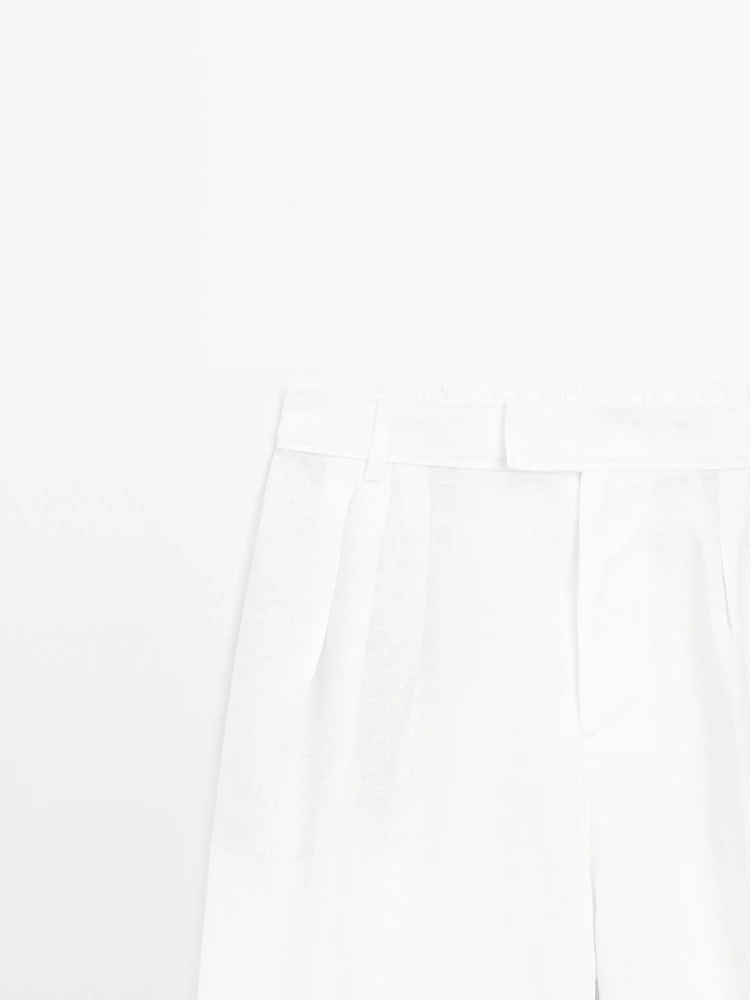 Pantalon triple pince 100 % lin