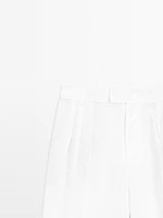 Pantalon triple pince 100 % lin