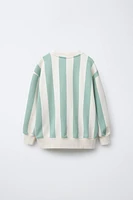 STRIPED KNIT PRINT SWEATSHIRT