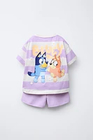 ENSEMBLE JOGGING T-SHIRT ET BERMUDA RAYURES BLUEY © LUDO STUDIO