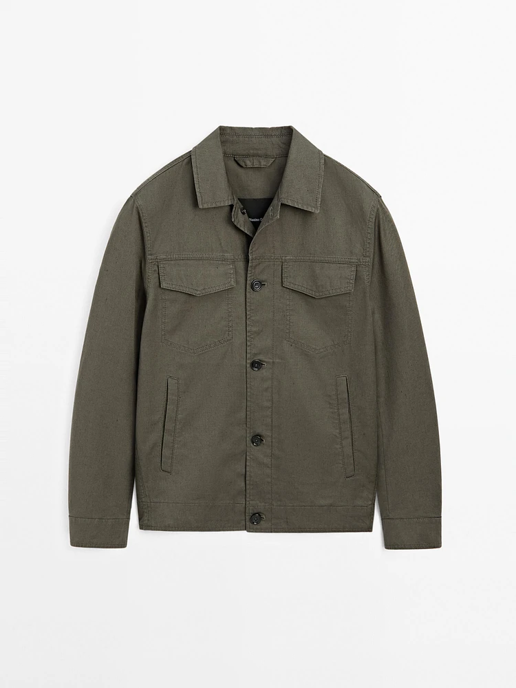 Cotton and linen jacket with pockets