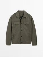 Cotton and linen jacket with pockets