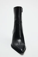 POINTED LEATHER ANKLE BOOTS