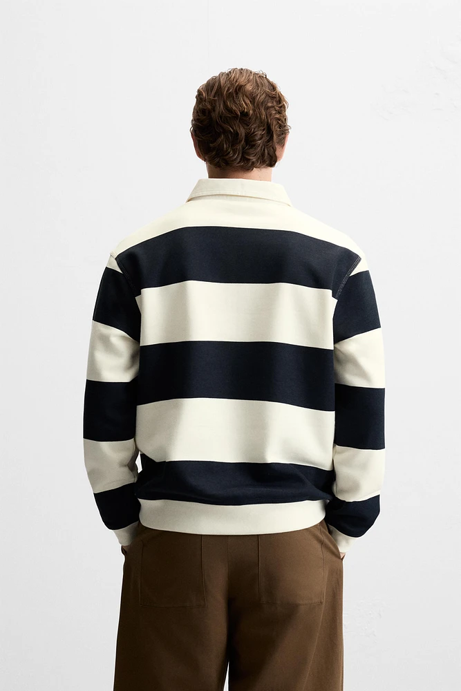 CONTRAST COLLAR POLO SWEATSHIRT