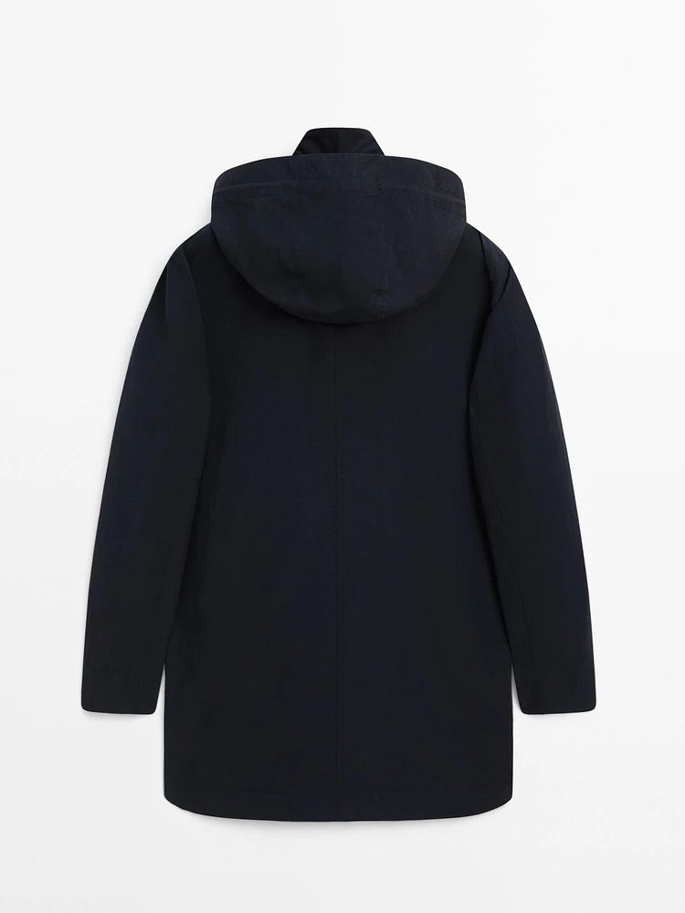 Cotton blend hooded parka
