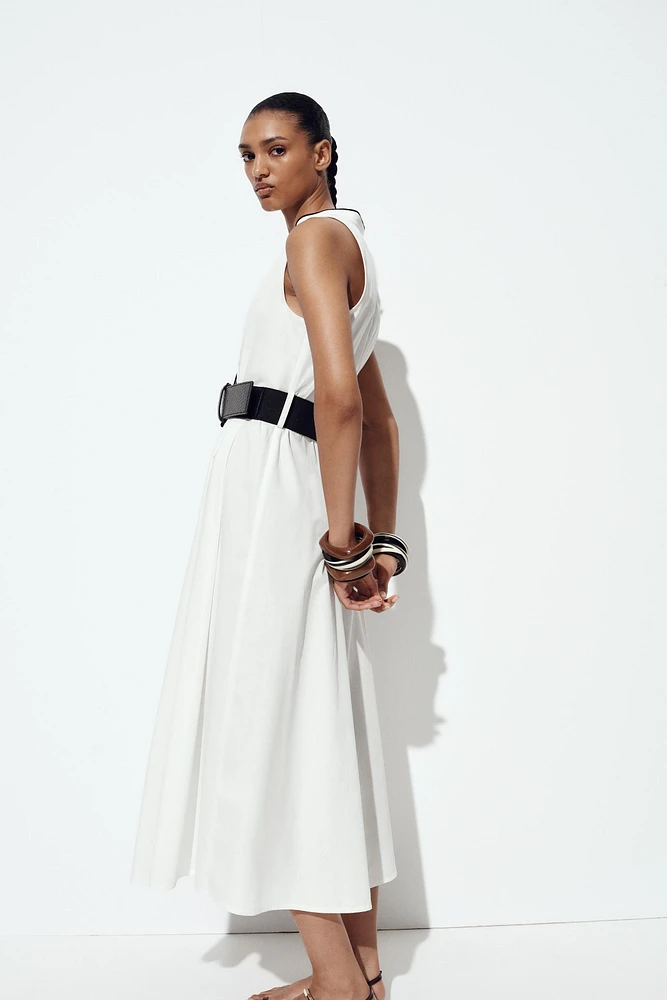 ROBE MIDI EN POPELINE LISERÉS CONTRASTE