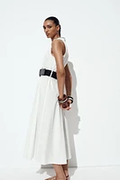 ROBE MIDI EN POPELINE LISERÉS CONTRASTE
