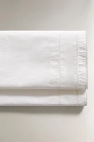 HEMSTITCHED POPLIN MINI CRIB SHEET SET