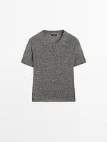Pull en maille métallisée à manches courtes