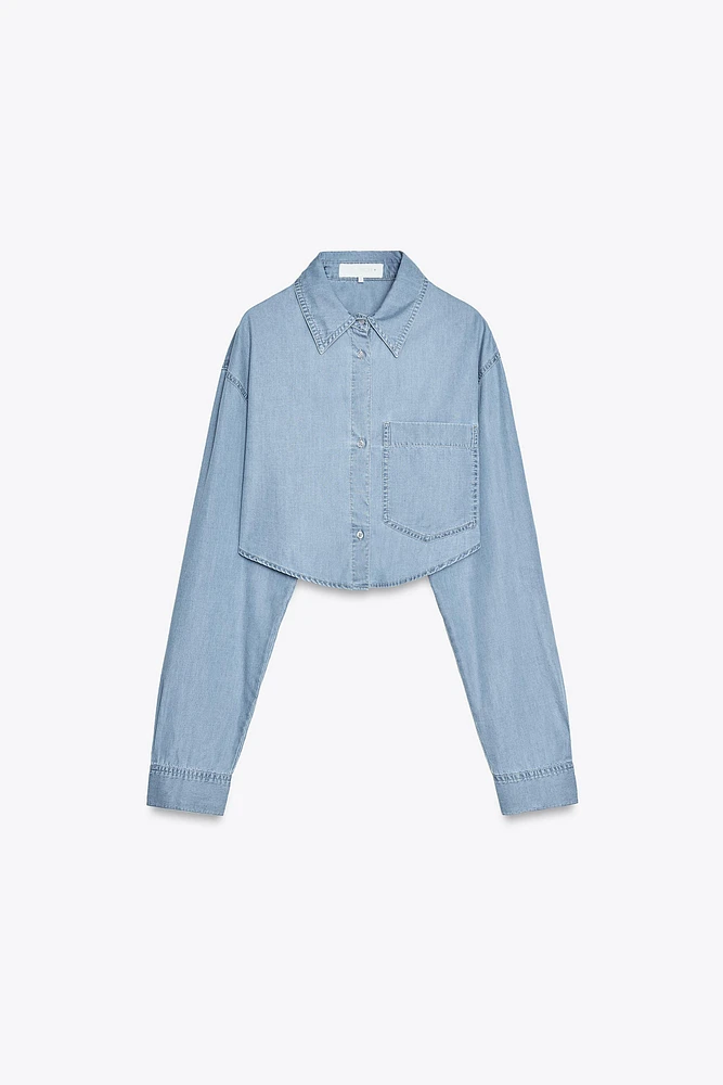 TRF CROP DENIM SHIRT