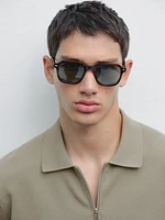 Cotton knit quarter-zip polo shirt