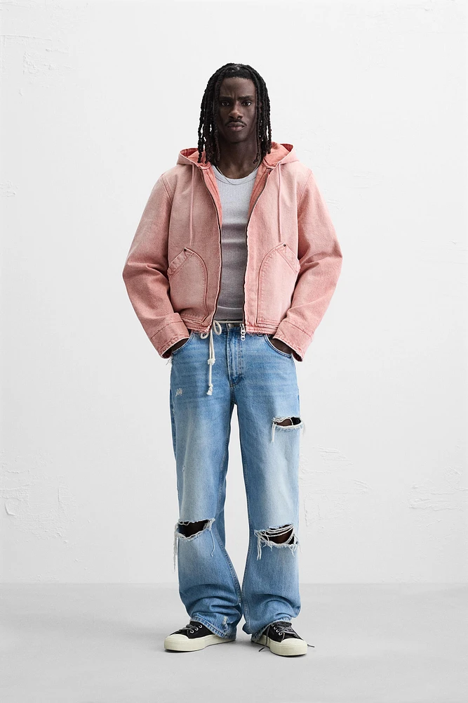 VESTE DÉLAVÉE À CAPUCHE