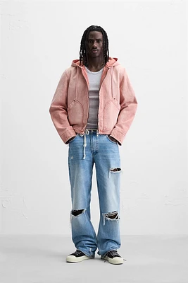 VESTE DÉLAVÉE À CAPUCHE