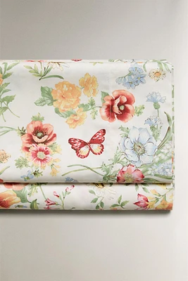 DRAP DE DESSUS SATIN IMPRIMÉ FLEURS