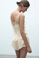 LACE TRIM PAJAMA SHORTS