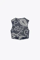 EMBROIDERED CROPPED VEST TOP