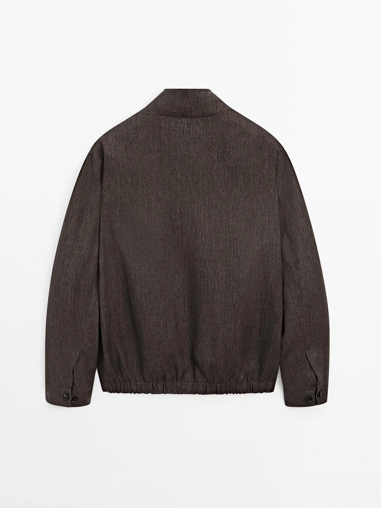 Faded total look linen bomber jacket