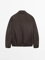 Faded total look linen bomber jacket