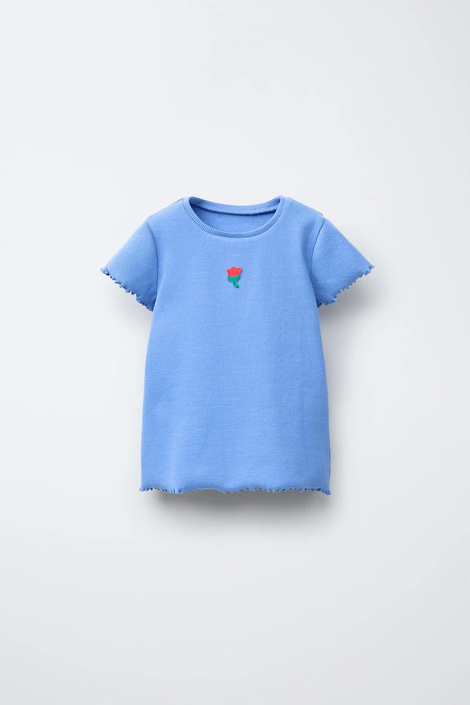 T-SHIRT CÔTELÉ BRODÉ