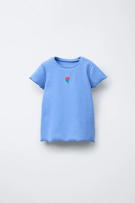 EMBROIDERED RIBBED T-SHIRT