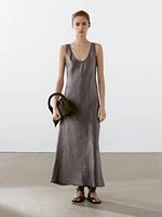 Linen blend midi dress