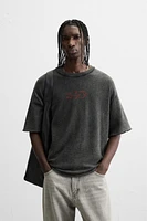 WASHED KNIT PRINT T-SHIRT