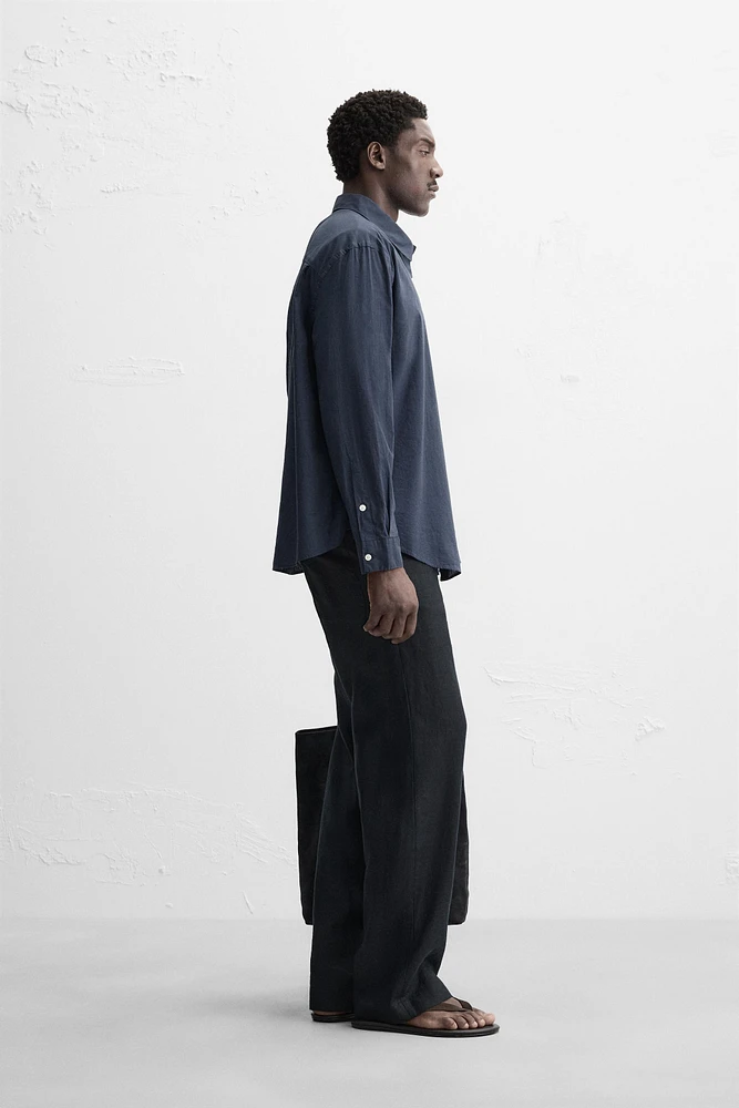 STRAIGHT FIT 100% LINEN PANTS