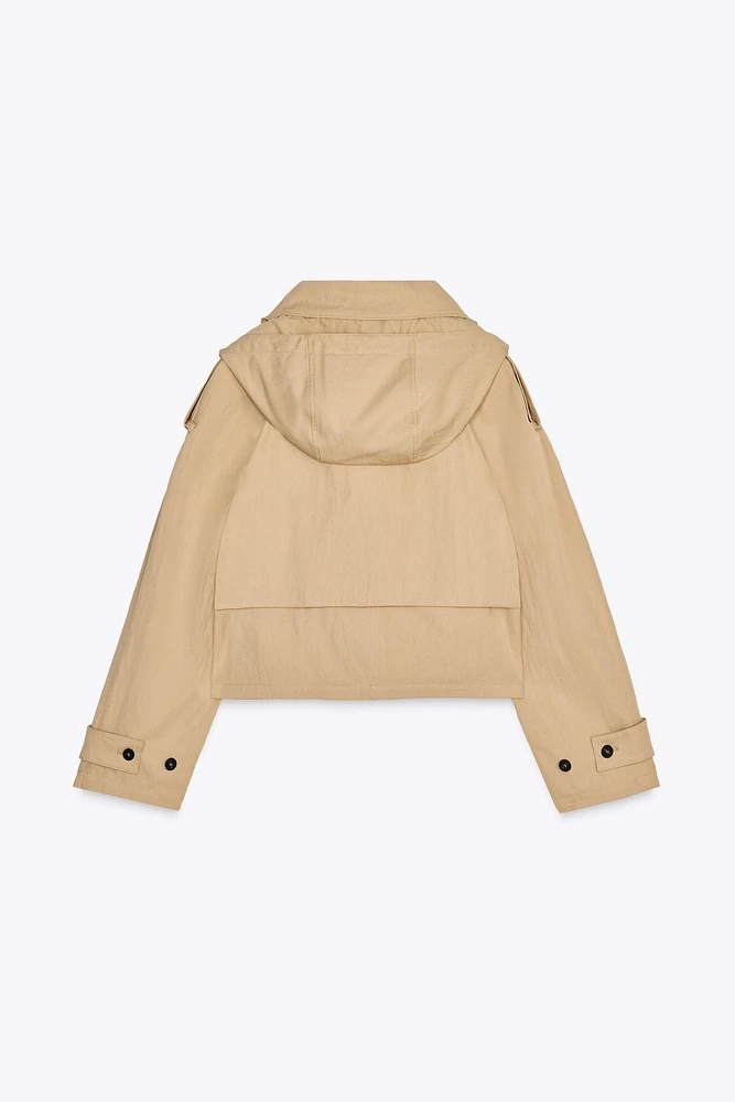 TRENCH-COAT COURT CAPUCHE AMOVIBLE