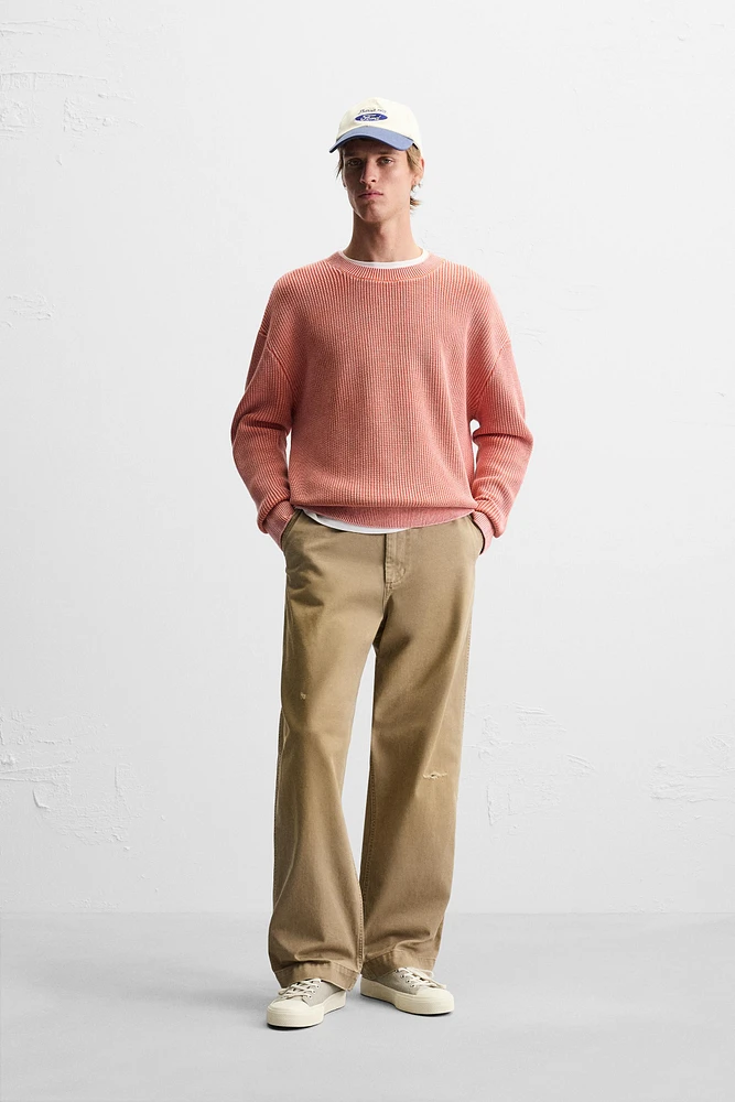 RIBBED WASHED SWEATER