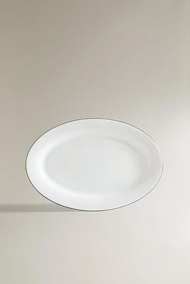BONE CHINA SERVING DISH WITH BLACK RIM