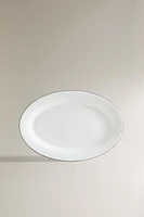 BONE CHINA SERVING DISH WITH BLACK RIM