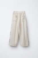 STRAIGHT LEG EMBROIDERED PANTS