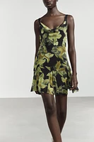 FLORAL PRINT TULLE SHORT DRESS