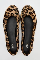 ANIMAL PRINT LEATHER BALLET FLATS