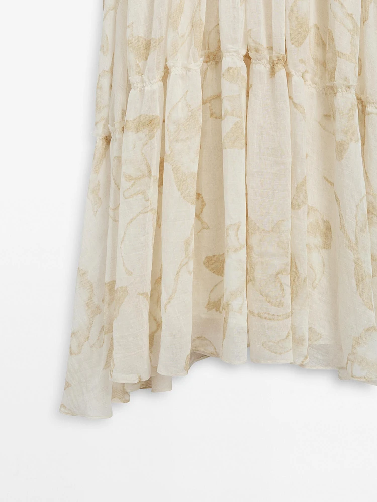 Robe midi bretelles froncées