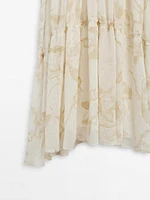 Robe midi bretelles froncées