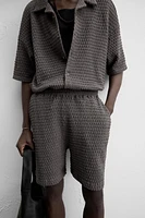 IRREGULAR TEXTURED BERMUDA SHORTS
