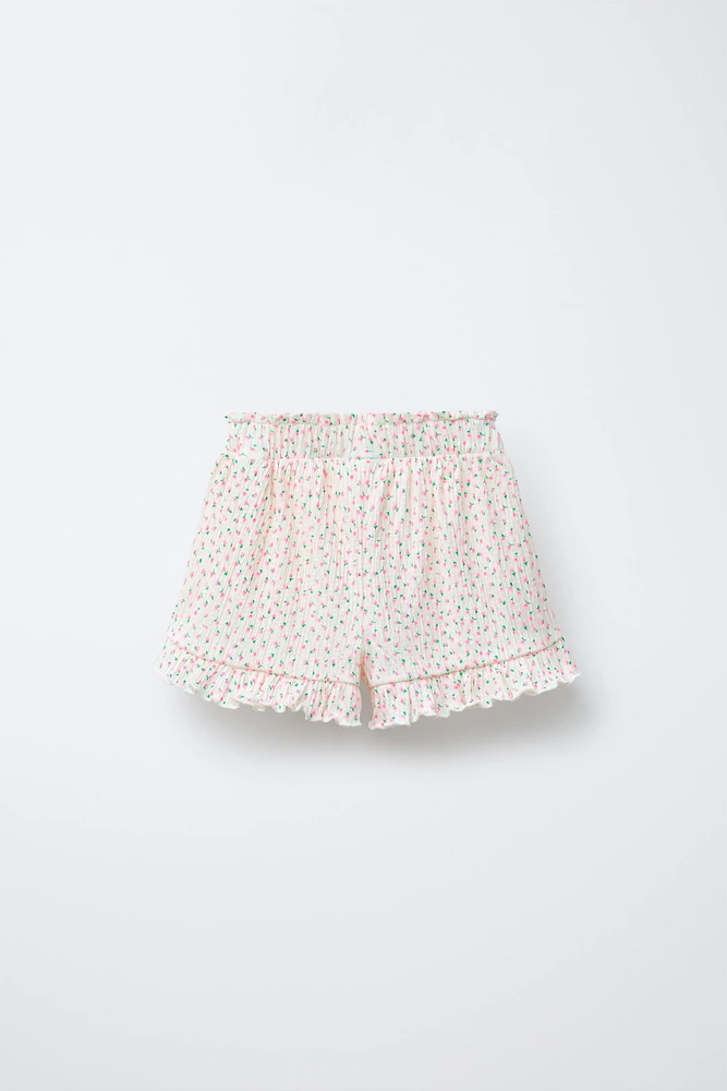 PRINTED RUFFLE SHORTS