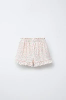 PRINTED RUFFLE SHORTS