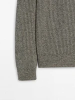 Cotton blend mock neck sweater
