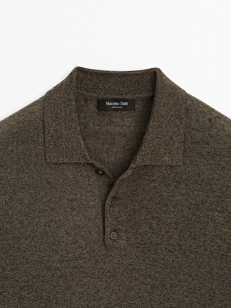 Polo en maille de lin mélangé