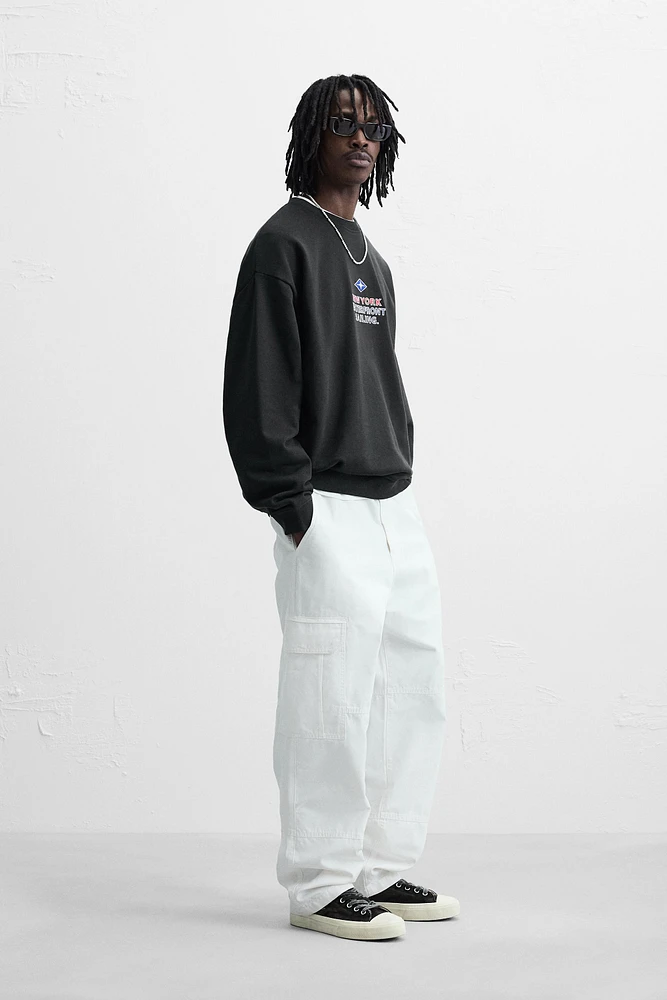 NAUTICAL EMBROIDERED TEXT SWEATSHIRT