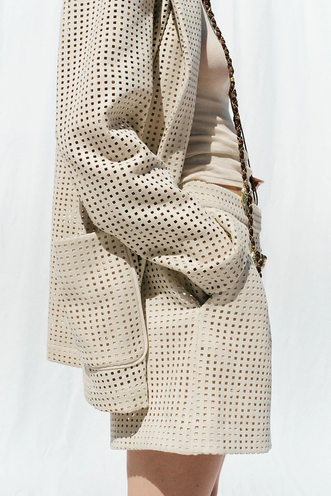 FAUX SUEDE EYELET SHORTS