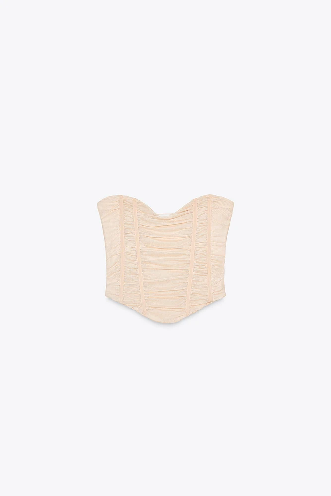 GATHERED TULLE CORSET TOP