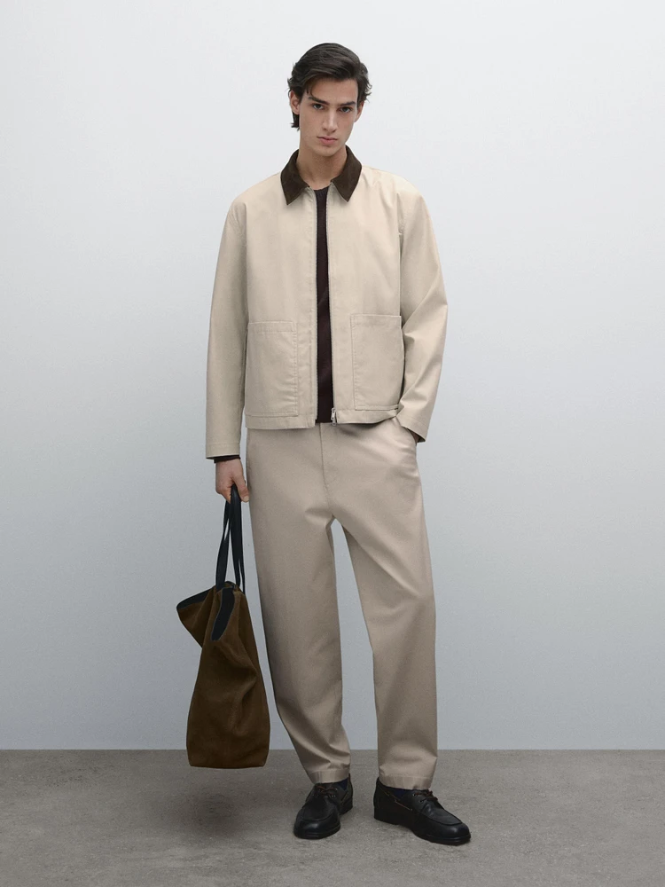 100% cotton jacket with collar detail